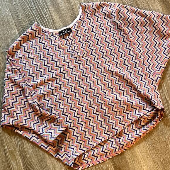 Karina Grimaldi Chevron Orange Colorful Top Small - Picture 1 of 8